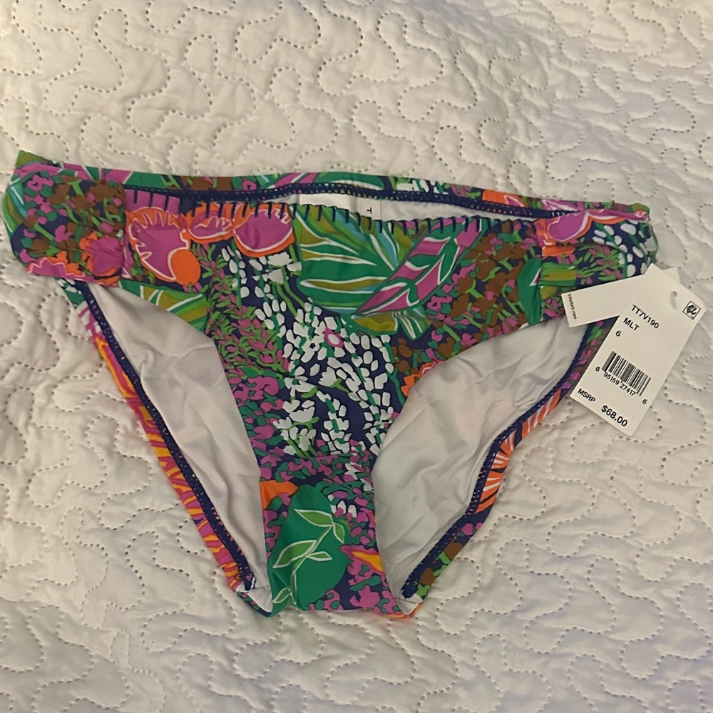 Trina Turk Swim Multicolor Floral Bikini Bottom size 6 nwt